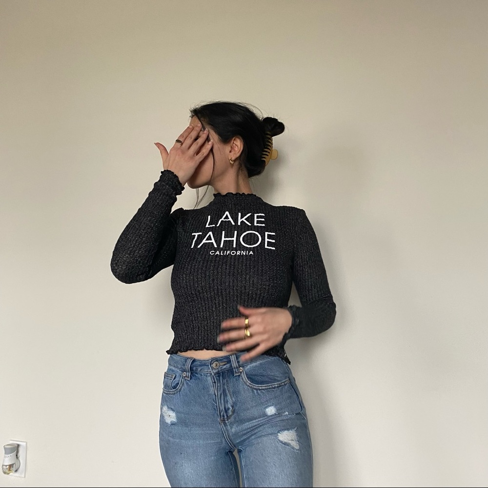 Gray ribbed LAKE TAHOE long sleeve